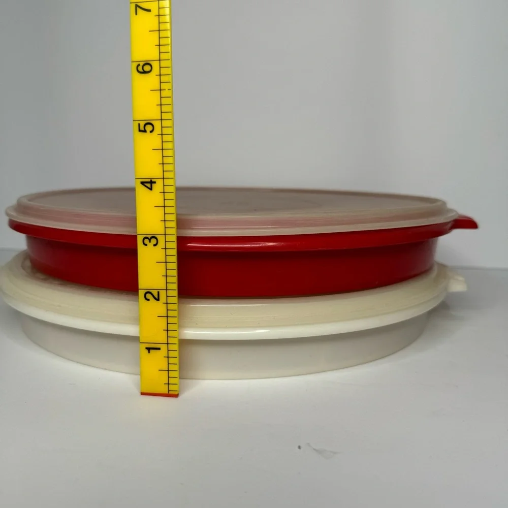 Tupperware‎ Red and White Vegetable Cookie Tray Relish To Go Dishes Set of 2